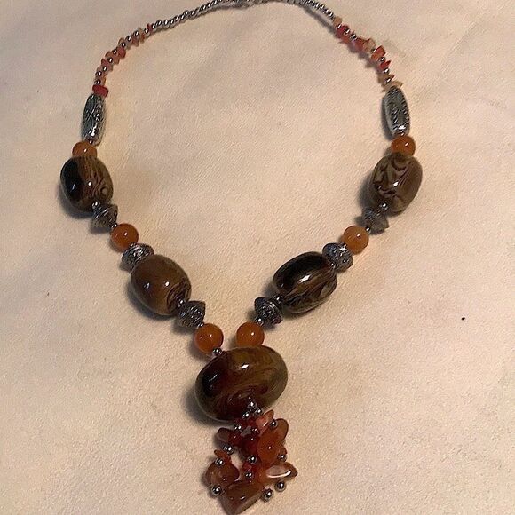 Marbleized  Big Bead Necklace!! - Picture 1 of 7